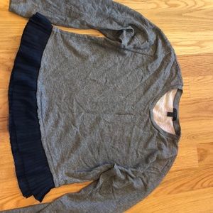 J crew gray sweater with navy fringe